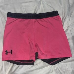 Pink and gray spandex shorts from Under Armour